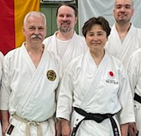 Marc mit Karateka des KC Bonn I beim JKA Spring Camp 2026 mit Sensei Yoko Hirayam in Bad Camberg